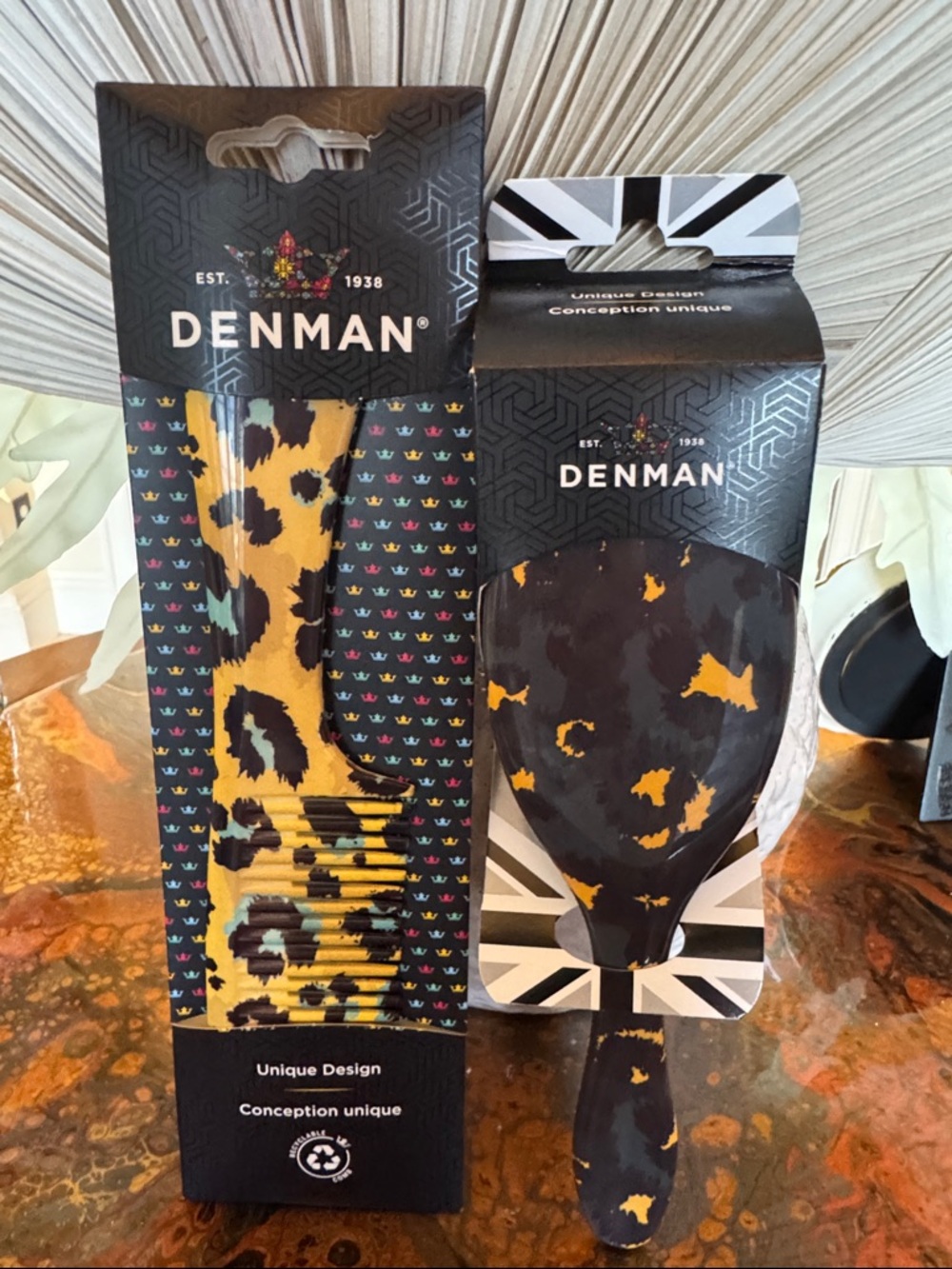 Leopard Print Hair Brush and Paddle Brush Set